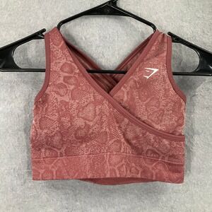 Gymshark Snakeskin Print Criss Cross‎ Back Padded Gym Yoga Sports Bra Sz S